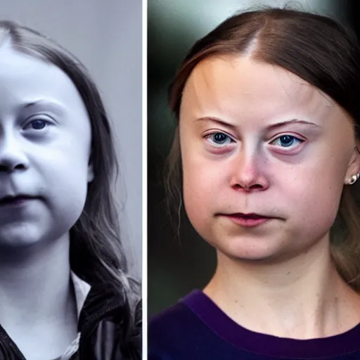 Image similar to Greta Thunberg with Elon's face