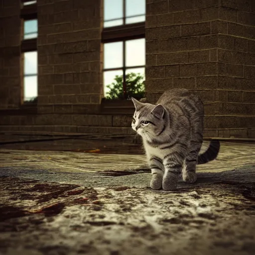 Prompt: “a cat in a abandon city,4k,3d render”