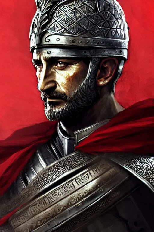 Image similar to a watermelon armor gerard butler as a greek king, greek, intricate, headshot, key visual, conceptart, ambient lighting, highly detailed, digital painting, artstation, concept art, sharp focus, by makoto shinkai and akihiko yoshida and greg manchess