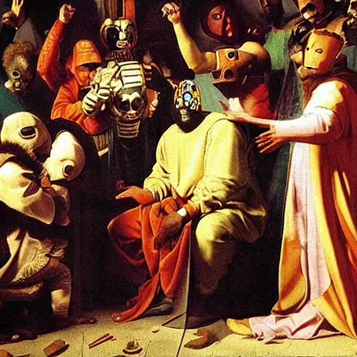 Prompt: mf doom, renaissance painting