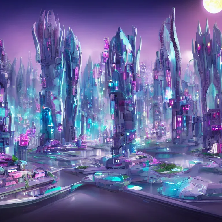 Image similar to futuristic city with dream like cute things, the future belongs to those who believe in the beauty of their dreams