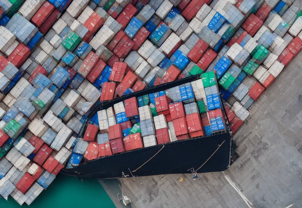 Prompt: Cargo ship drifting in Tokyo streets. highly detailed. wide angle shot. depth of field. high definition. 8k. photography.