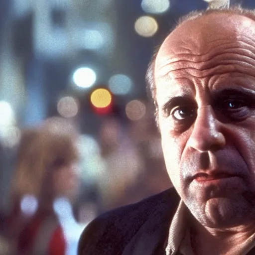 Prompt: danny devito in die hard movie still action