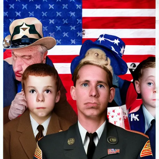 Prompt: nostalgia for 9/11, 4k, award-winning, dark, ultra HD, patriotic, america. in the style of norman rockwell