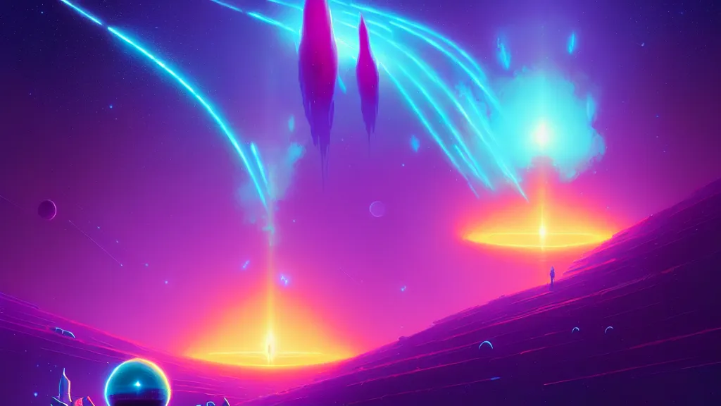 Image similar to stellar twins, birth and death of a star by christopher balaskas and anton fadeev and dan mumford and josan gonzalez and beeple, hyperrealistic, high detail, ultra detailed, space, nebula, sharp focus, stellar formation, astronomy, science, annihilation