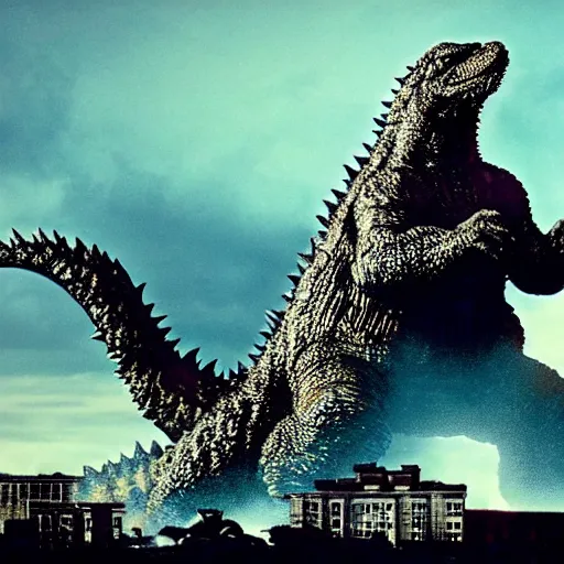 Image similar to godzilla attacking albany new york