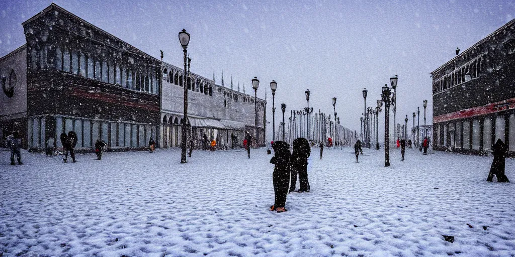Prompt: venice beach in the snow, photograph,