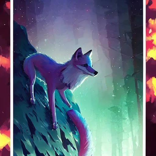 Image similar to a crystal fox by anato finnstark, by alena aenami, by john harris, by ross tran, by wlop, by andreas rocha