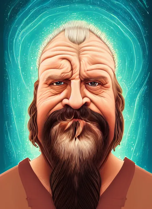 Prompt: a beautiful portrait of the dude from the big lebowski with eyes closed touching her heart with arms crossed, symetrical, mohawk hairstyle, by cyril rolando and asher durand and natalie shau and alex gray, pixel art