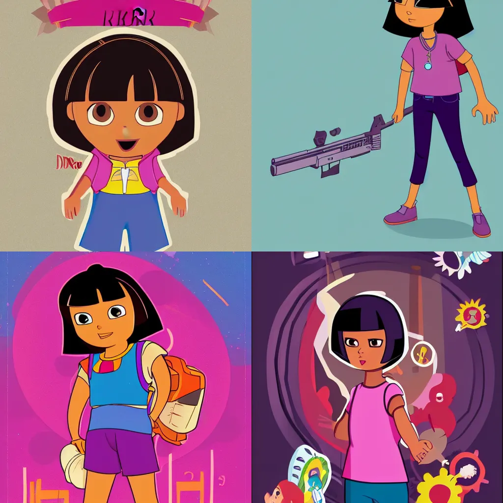 Prompt: Dora the Explorer as a mafioso, digital illustration on Behance