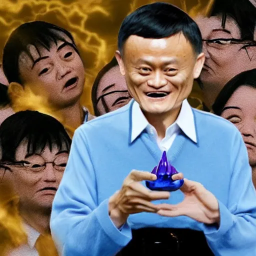 Image similar to jack ma is casting magic like a wizard, surreal photography