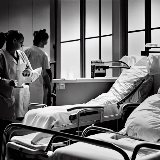 Prompt: a coffee blood transfusion, scene inside a hospital