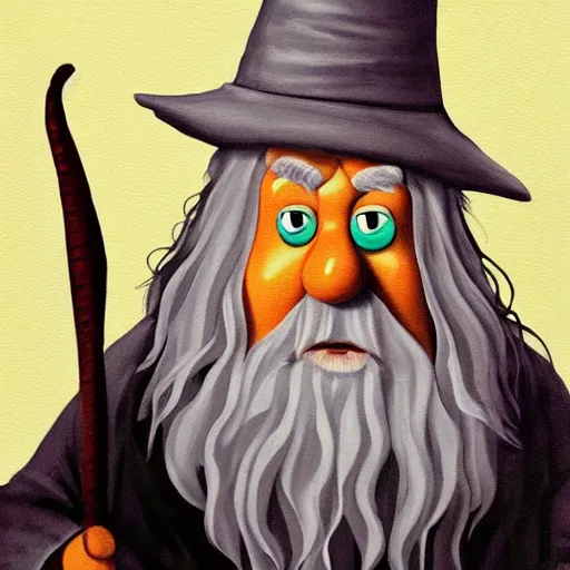 Image similar to gandalf as mr. potato head, painting