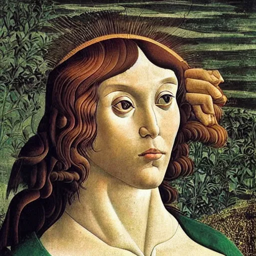 Prompt: a philosopher monkey pondering!!!!!!!!! intensely, portrait, by sandro botticelli