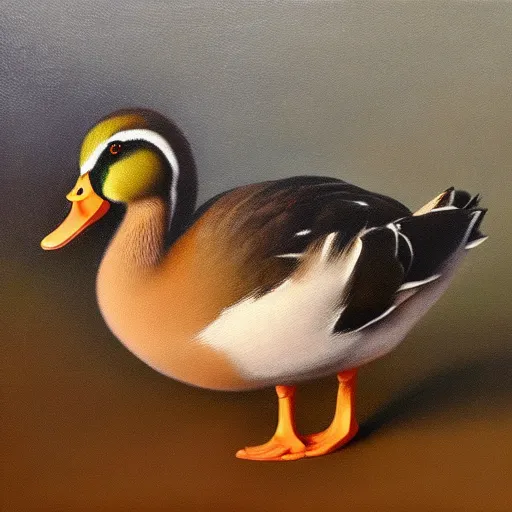 Prompt: a duck on the prowl oil painting vasiliy rabchenko