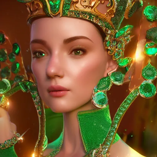 Image similar to wonderful princess of emerald with fair skin, ornate 8 k gorgeous intricate detailed, accent lighting, dramatic light, octane render