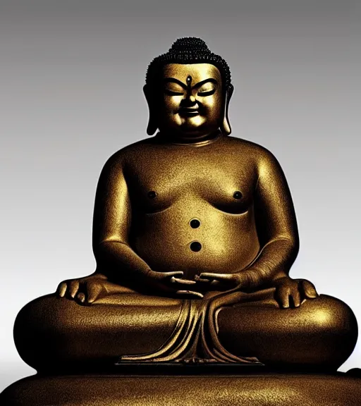 Prompt: 'jack black'!!! As a golden buddha statue