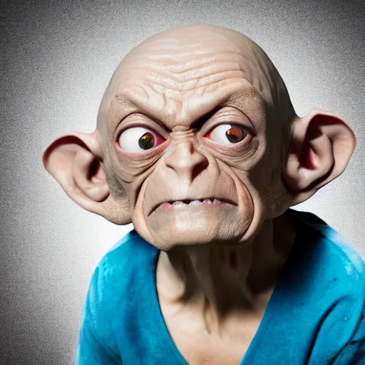 Prompt: gollum as a wise father figure, professional headshot