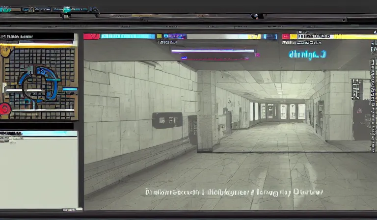 Image similar to GUI for a program that shows you nightmares, cyberpunk, horror, System Shock 2, Shin Megami Tensei, Deus Ex