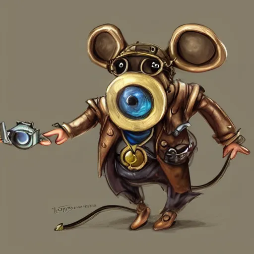 Prompt: a rat with steampunk googles, by League of Legends concept artists