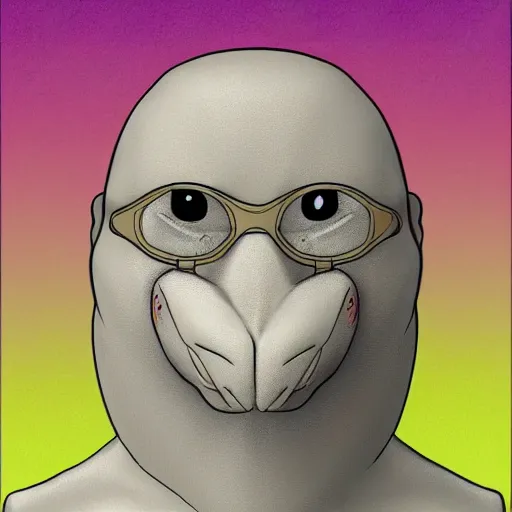 Image similar to man wearing axolotl mask. digital art by derek riggs.