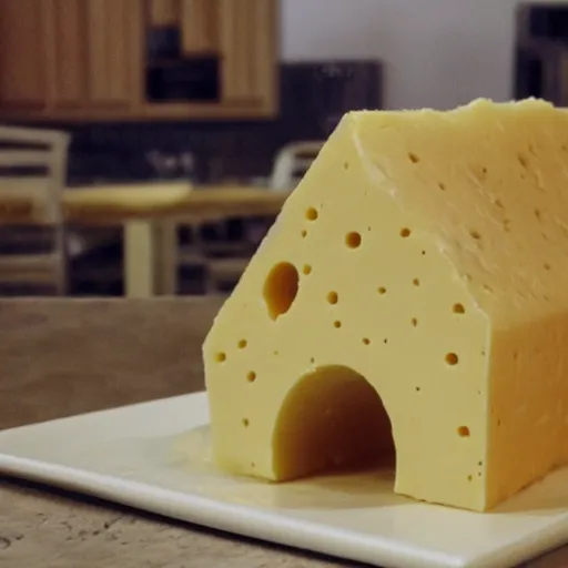 Prompt: a house made of cheese