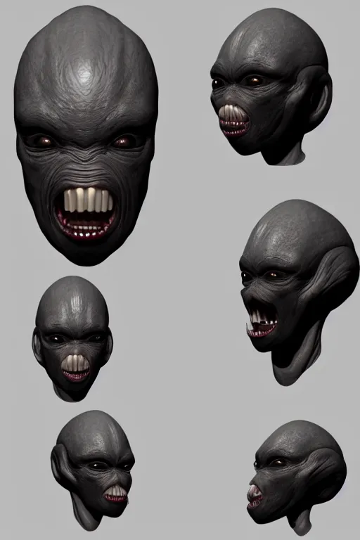 Image similar to an extremely high quality hd, a computer generated image of an alien head, a computer rendering by senior character artist, featured on zbrush central, afrofuturism, zbrush, polycount, prerendered graphics, 8 k, ultra realistic, very realistic