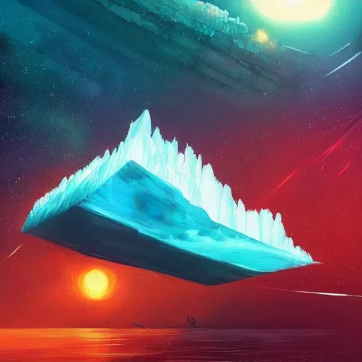 Image similar to an exposed iceberg floating in space with the universe inside, by anato finnstark, by alena aenami, by john harris, by ross tran, by wlop, by andreas rocha