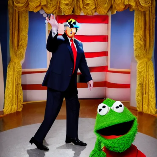 Image similar to Donald Trump as Oscar from Sesamestreet