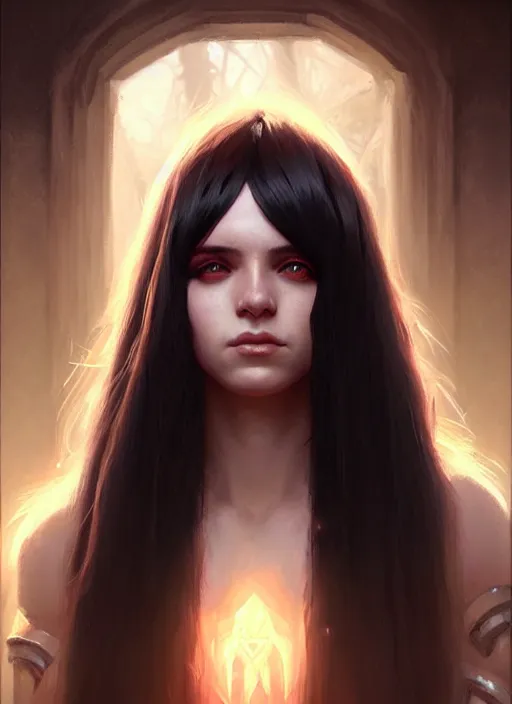 Image similar to a _ fantasy _ style _ portrait _ painting _ of young adult, black fringe hair, round face, rpg dnd oil _ painting _ unreal _ 5 _ daz. _ rpg _ portrait _ extremely _ detailed _ artgerm _ greg _ rutkowski _ greg