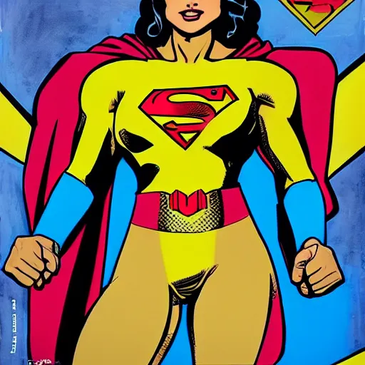 Image similar to lana rhodes as superwoman, fighting dwayne johnson's black adam, pop art