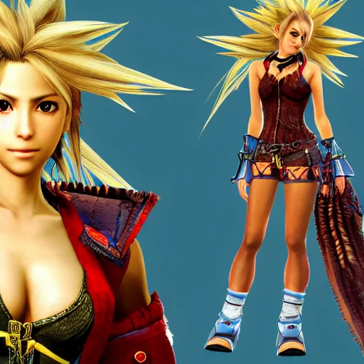 Image similar to character design of shakira by tetsuya nomura, final fantasy x