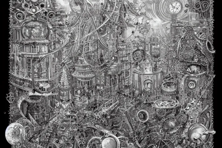 Image similar to future cityscape by Joe Fenton and Ernst Haeckel