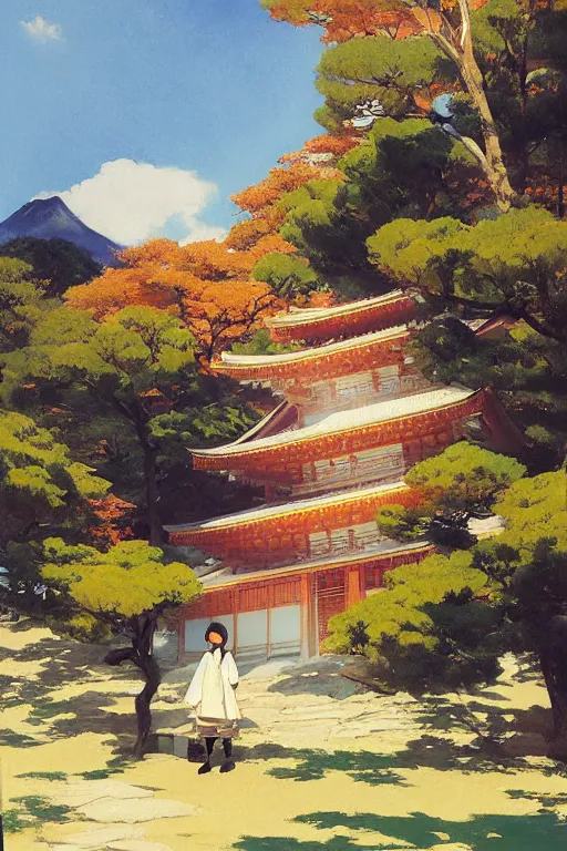 Prompt: a traditional Japanese quite unmanned uninhabited Torri on a mountain, by studio ghibli painting, by Joaquin Sorolla rhads Leyendecker, Torri, traditional Japanese colors, superior quality, masterpiece