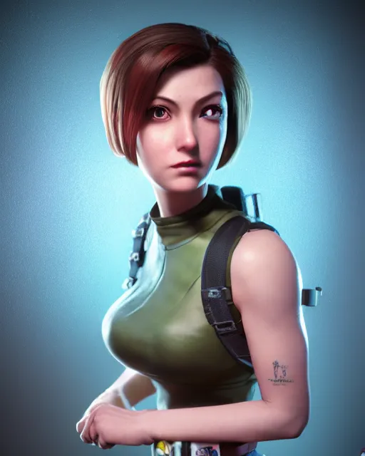 Prompt: an epic comic book style full body portrait painting of feminine jill valentine bubble head, elegant, character design by Mark Ryden and Pixar and Hayao Miyazaki, unreal 5, DAZ, hyperrealistic, octane render, cosplay, RPG portrait, dynamic lighting, intricate detail, summer vibrancy, cinematic