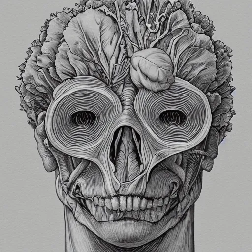 Image similar to the anatomy of a head of lettuce, jojo's bizarre adventure, an ultrafine detailed painting by james jean, studio ghibli, behance contest winner, vanitas, angular, altermodern