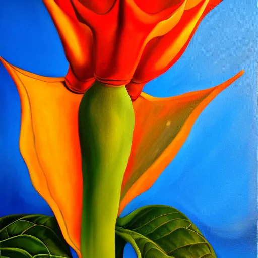 Image similar to oil panting of a brugmansia suaveolens flower