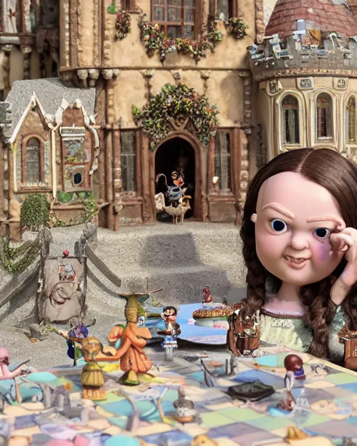 Prompt: highly detailed closeup, face profile portrait of a tin toy greta thunberg as a medieval goblin eating cakes in a castle, bikini, depth of field, nicoletta ceccoli, mark ryden, lostfish, dan decarlo, bob clampett, max fleischer, detailed and intricate environment, 8 k resolution, hyperrealistic, octane render