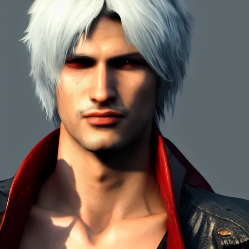 prompthunt: portrait of dante from devil may cry 4, medium length hair,  photorealistic, high quality, unreal engine, highly detailed face, sharp  focus, depth of field, ambient lighting, ray tracing, 4k, hdr, artstation