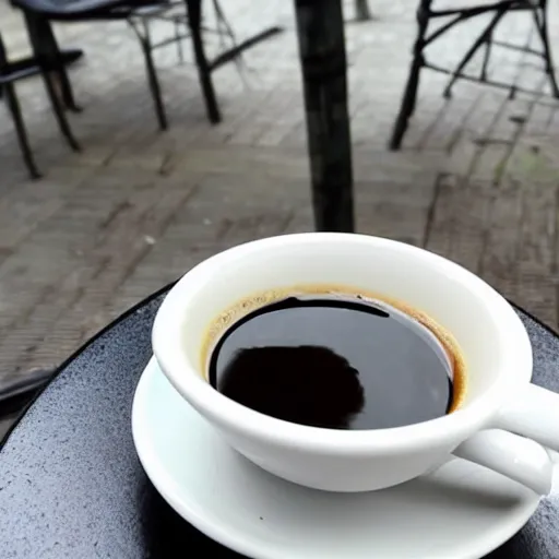 Image similar to a cup of coffee on a table in a Parisian cafe