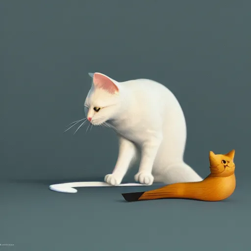 Image similar to cat emoji eating a bird, octane render, art station, hd, 4k, digital painting