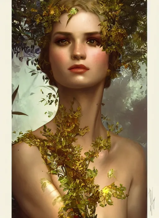 Image similar to hyper realistic photographer looking through a vintage medium format camera, design on white background, beautiful details, lush foliage cyberpunk, gold, drawn by john singer sargent, tom bagshaw, norman rockwell, alphonso mucha, lolish, trending on artstation