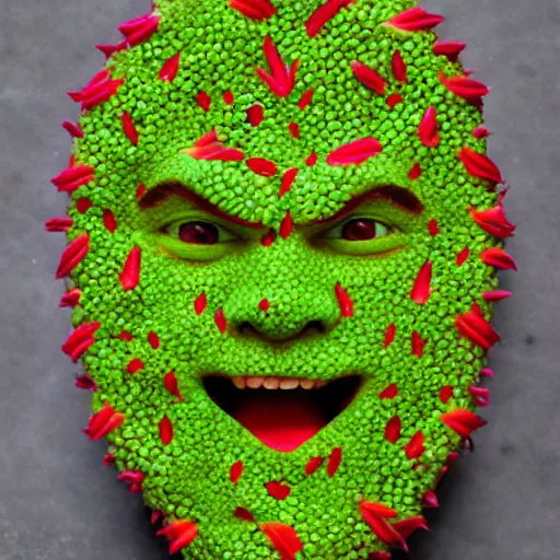 Image similar to dragonfruit portrait of henry cavill, made of dragonfruit seeds, inside a dragonfruit