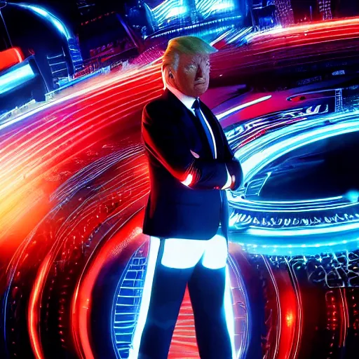 Image similar to movie still of donald trump in tron : legacy ( 2 0 1 0 )