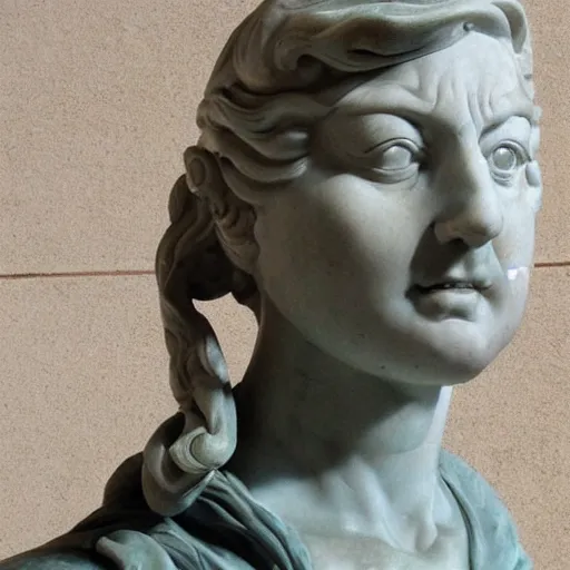 Prompt: Angry Karen demands to see the manager, marble statue by Michelangelo