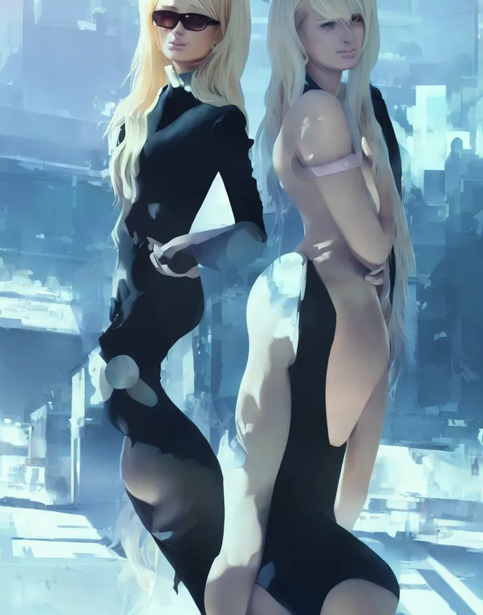 Image similar to paris hilton, matte, art by ilya kuvshinov and kyoto animation and ruan jia and ross tran, studio quality, aniplex,