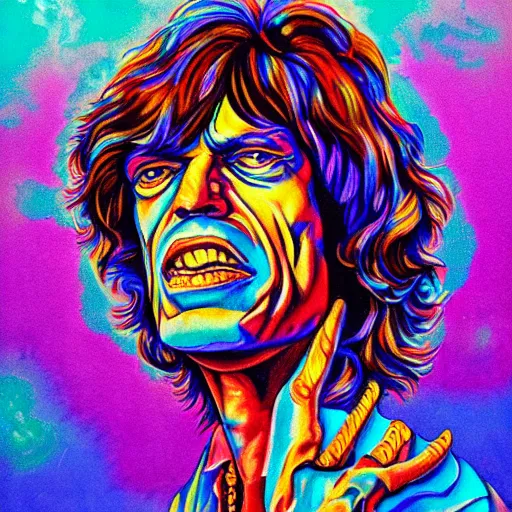 Image similar to mick jagger psychedelic trippy eldritch horror