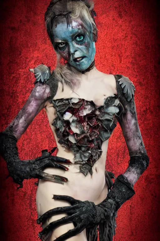 Image similar to photo of beautiful armored zombie by Lindsay Adler