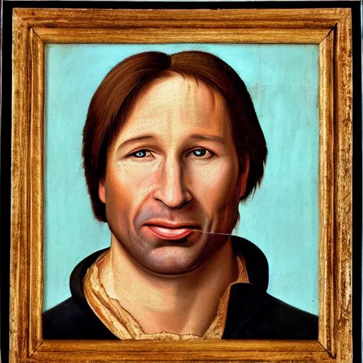 Image similar to a renaissance style portrait painting of David Duchovny