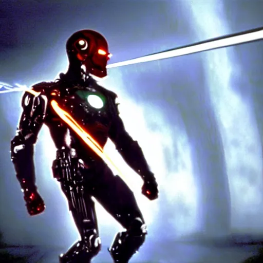 Image similar to movie still of man super hero cyborg, cinematic composition, cinematic light, by wes craven